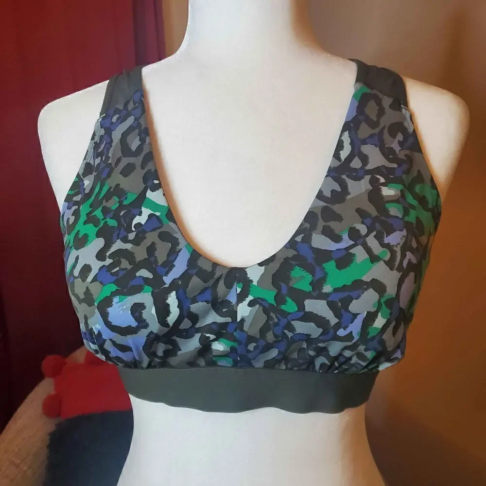 Aerie Green Animal Print Sports Bra Medium